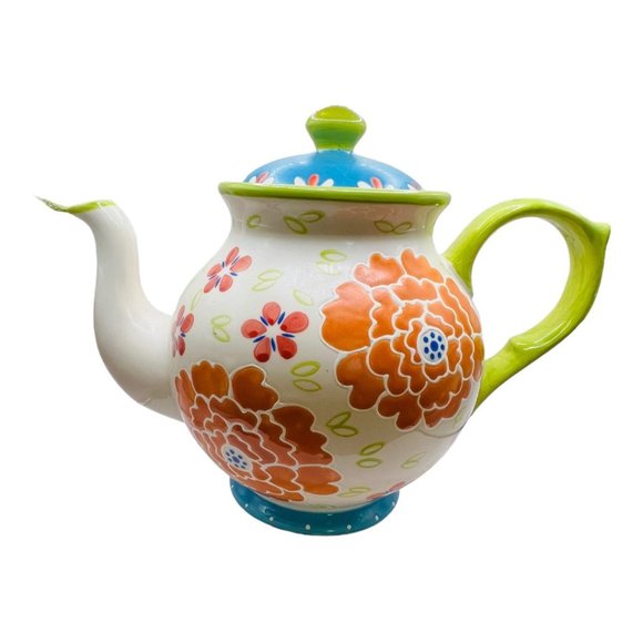 Hand Painted Vintage Teapot, Artistic Accents by Coastline Imports - Picture 2 of 9